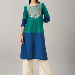 RANGMANCH BY PANTALOONS Geometric Woven Design Straight Kurta-picture-15