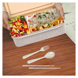 FunBlast Compartment Lunch Box with Spoon Fork and Chopsticks - Multicolour image 5