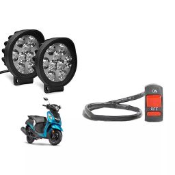 Cartronics 9 Round Cap LED Fog Light With On/Off Switch for Yamaha Fascino (Set of 2 Pcs)-8