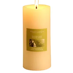 HOSLEY Yellow Set of 2 Sweeet Pea Jasmine Aromatic Pillar Candles image 2