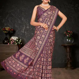 Anouk Rustic Ajrak Block Printed Saree image 5