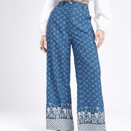 glitchez Women Floral Printed Straight Fit Trousers-picture-29