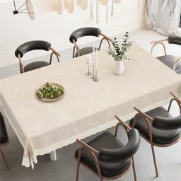 DREAM WEAVERZ Beige Floral Waterproof 6-Seater Table Cover with Embellished details-image-16