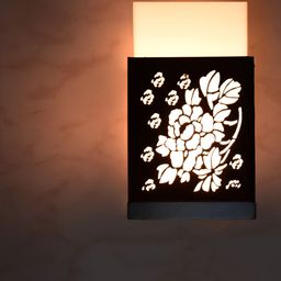 Gojeeva Black and White Wooden Textured Square Shaped Wall Lamp-21
