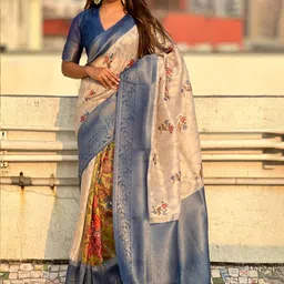 all about you Kalamkari Zari Silk Cotton Bomkai silk Saree-image-79