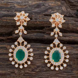Kushal's Fashion Jewellery Gold-Plated CZ Studded Teardrop Shaped Drop Earrings-33