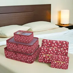 Kuber Industries Unisex Pcs 6 Floral Printed Foldable Organisers-16