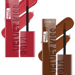 Ramp Walk Set Of 2 Velvet Kiss Liquid Lipstick- 3.5 ml Each- 1 Matte Red-11Chocolate Brown-21