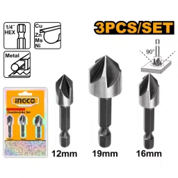 Ingco 12 mm, 19 mm, 16 mm Size High Speed Steel Countersink Set, DBCS0031 (Set of 3) image 2