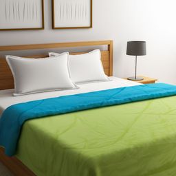 STELLAR HOME Lime Green & Blue Solid AC Room 120 GSM Double Bed Comforter-image-6