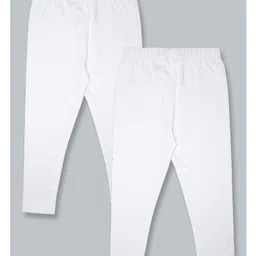 Kiddopanti Pack Of 2 Solid Leggings - White-picture-48