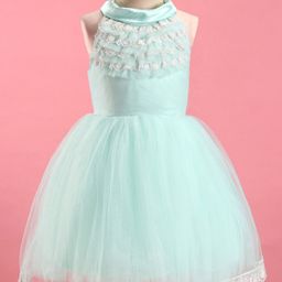 Bluebell Net Sleeveless Frill & Lace Detailing A-Line Party Frock - Mint-image-27