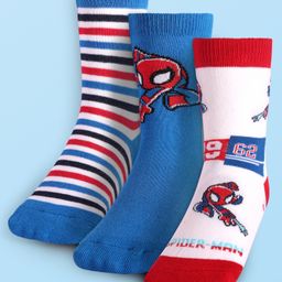 Cute Walk by Babyhug Marvel Anti-Bacterial Ankle Length Socks Spider Man  Graphics Pack of 3- Multicolour-image-10
