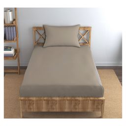 Trance Home Linen Premium Soft Pure Cotton Single Flat Bedsheet with 1 Pillow Cover 54 x 90 Inch- Mocha-picture-25