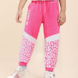 Babyhug Cotton Knit Full Length Lounge Pants With Text Print - Dark Pink-image-96