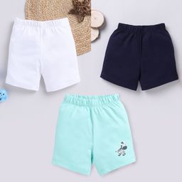 MIMINO Cotton Jersey Pack Of 3 Solid & Zebra Printed Shorts - Multi Colour-12