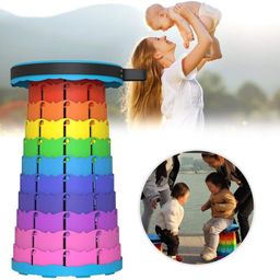 Sanjary Telescopic Camping Stool, Portable Plastic Rainbow Folding Stool, Lightweight Adjustable Chair color design may vary-11