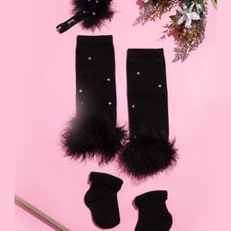Tipy Tipy Tap Fur Leg Warmer With Socks & Headband - Black-14