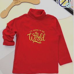 COCOON ORGANICS Cotton Rib Full Sleeves Typography Printed Tee - Red-image-88