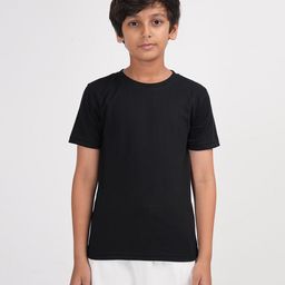 Zion Cotton Half Sleeves Solid Tee - Black-image-55