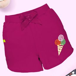 Kiddopanti Cotton Ice Cream Printed Bow Applique Detailed Shorts - Pink-image-18