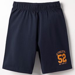 Kookie Kids Single Jersey Knit Above Knee Length Shorts With Number Print - Navy Blue-image-14