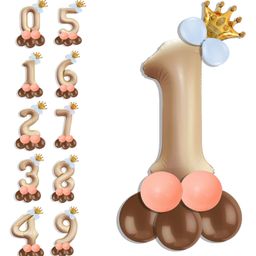 Decormantra 1 One 32 Inch Number Foil Balloon For1st Birthday Decoration Kit Items -Pack of 14-BEIGE-image-7