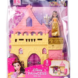 Disney Princess Toys Storytime Belle's Castle Stackable Doll House with Small Doll & 9 Pieces - Pink-1
