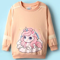 BUMZEE Looper Knit Full Sleeves Unicorn Printed Sweatshirt - Peach-image-65