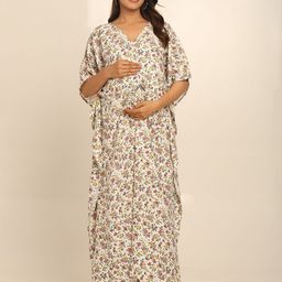 CRAFTBAZAR Floral Print Maternity Kaftan Maxi Dress-image-121