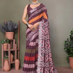 Lookmark Floral Printed Kanjivaram Saree-image-42