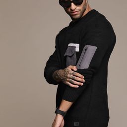 The Roadster Lifestyle Co. Acrylic Self Design Pocket Detail Pullover-picture-23