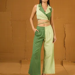 Aamili Colourblocked Pure Cotton Top With Palazzos-picture-48