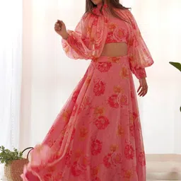 CaniBani Printed Blouse & Lehenga-31