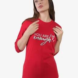 AgAtelier Women Typography Printed Round Neck Cotton Relaxed Fit T-shirt-picture-8