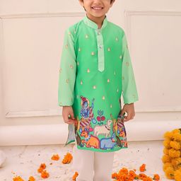 KID1 Boys Ethnic Motifs Printed Mandarin Collar Kurta with Pyjamas-picture-23