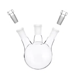 ABGIL 20 L Boiling Flask Round Bottom Transparent 3 Neck with Interchangeable Stopper for Side Neck Joints, FB-300-15-14