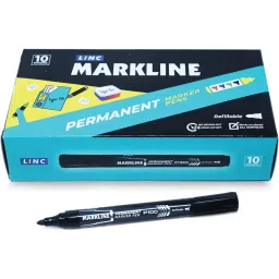 Linc Markline P100 Ultra-Fine Tip Black Ink Permanent Marker (Pack of 10 Pcs)-8