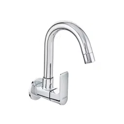 CERA Chelsea Quarter Turn Wall Mount Sink Cock with Swivel Spout and Wall Flange, F1016251-42
