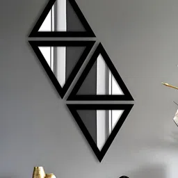Art Street 4-Pcs Black Triangular Shape Hanging Hook Wall Mirror-picture-5