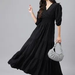 Jash Creation Women V-Neck Fit & Flare Maxi Dress-image-83