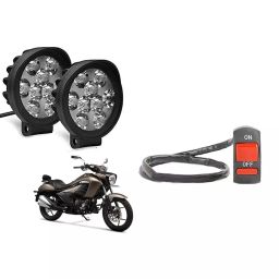 Cartronics 9 Round Cap LED Fog Light With On/Off Switch for Suzuki Intruder 250(Set of 2 Pcs)-32
