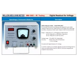 Maxwell Million Meg-Ohm Meter Insulation Tester 1 mΩ to 1x10⁸ MΩ Range, MM-108HD image 2