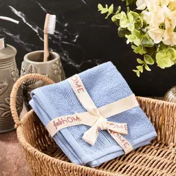 Fabindia 2-Pcs Blue Cotton 500 GSM Soft Pile Face Towels-47