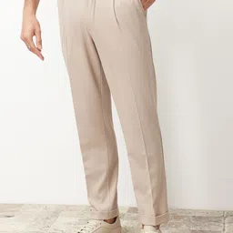 Trendyol Men Solid Pleated Trousers-image-61