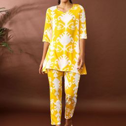Jaipur Kurti Floral Printed V Neck Kurta With Trousers-picture-22