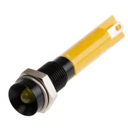 RS PRO Yellow Panel Mount Indicator 24V DC, Mounting Hole Size 6 mm, Termination Type Solder Tab, IP Rating IP40, Model No 206378-28