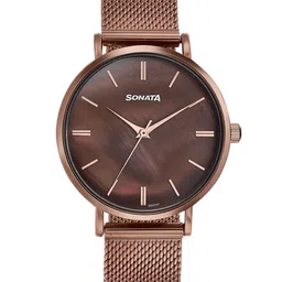 Sonata Women Embellished Dial & Stainless Steel Bracelet Style Straps Analogue Watch 87067QM01-26