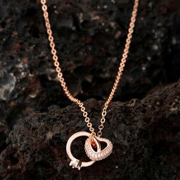 STYOLLO Rose Gold-Plated American Diamond Studded Minimal Chain-image-97