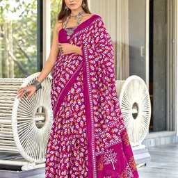 Panzora Floral Block Print Saree-picture-40